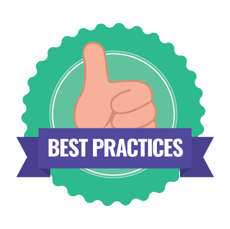 Illustration: Seal that says "Best practices" with a thumbs up icon