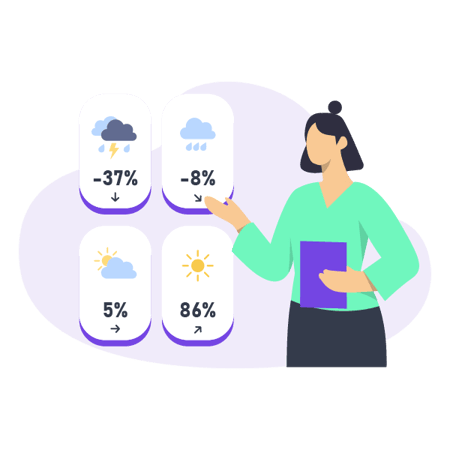 Illustration: Financial forecast with founder as a meteorologist