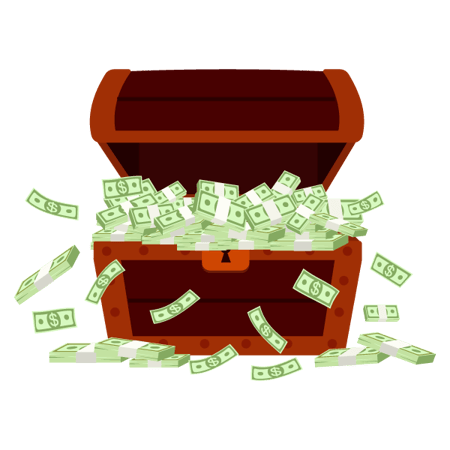 Illustration: Unlocked treasure chest of money