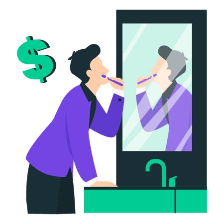 Illustration: A virtual CFO brushing his teeth